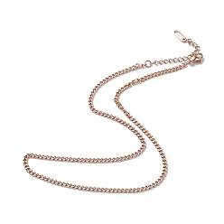 Rose Gold Ion Plating(IP) 304 Stainless Steel Curb Chain Necklace for Men Women, Rose Gold, 15.79 inch(40.1cm)