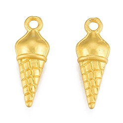 Matte Gold Color Alloy Pendants, Matte Style, Ice Cream Charms, Matte Gold Color, 21x7x4.5mm, Hole: 1.8mm