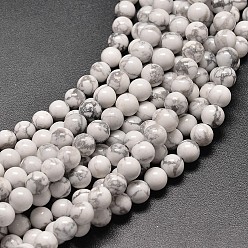 Howlite Synthétiques howlite rangées de perles rondes, 4mm, Trou: 1mm, Environ 98 pcs/chapelet, 16 pouce