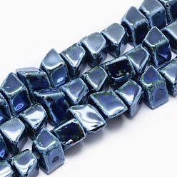 Bleu Marine Perles de porcelaine écologiques faites à la main, nuggets, bleu marine, 20x13.5~14x13~14mm, Trou: 3mm
