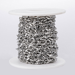 Stainless Steel Color 304 Stainless Steel Bar Link Chains, Soldered, with Spool, Stainless Steel Color, 11.5x3.5x2mm, about 32.8 Feet(10m)/roll