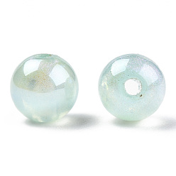Aigue-marine Perles de nacre en plastique ABS, de couleur plaquée ab , ronde, aigue-marine, 8mm, Trou: 1.8mm