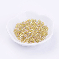 Pale Goldenrod 6/0 Round Glass Seed Beads, Transparent Colours Rainbow, Round Hole, Pale Goldenrod, 6/0, 4mm, Hole: 1.5mm, about 500pcs/50g, 50g/bag, 18bags/2pounds