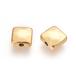 Golden Ion Plating(IP) 304 Stainless Steel Beads, Square, Manual Polishing, Golden, 8.5x8.5x4mm, Hole: 1.6mm