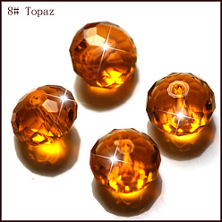 Naranja Imitación perlas de cristal austriaco, aaa grado, facetados, Rondana plana, naranja, 6x4 mm, agujero: 0.7~0.9 mm