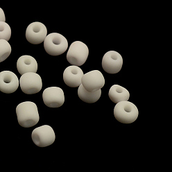 Blanc Perles de rocaille en verre opaque dépoli, ronde, blanc, 4~5x2.5~5mm, trou: 1 mm, environ 4500 PCs / sachet , 440~450 g / sac