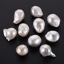 Seashell Color Natural Baroque Pearl Keshi Pearl Beads, Cultured Freshwater Pearl, No Hole/Undrilled, Nuggets, Seashell Color, 17~21x14~16x12~14mm