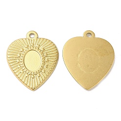 Real 18K Gold Plated Ion Plating(IP) 304 Stainless Steel Pendant Cabochon Settings, Heart Charms, Real 18K Gold Plated, Tray: 8x6mm, 23x19x1.5mm, Hole: 1.5mm