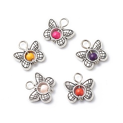 Butterfly Antique Silver Plated Alloy Synthetic Turquoise Pendants, Dyed, Butterfly Pattern, 14.5x15.5x4mm, Hole: 3mm