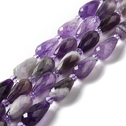 Amethyst Natural Amethyst Beads Strands, Faceted, Teardrop, 12~16.5x7.5~8.5mm, Hole: 0.8mm, about 20~21pcs/strand, 14.96~15.63''(38~39.7cm)