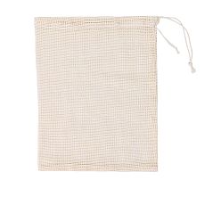 Antique White Cotton Storage Pouches, Drawstring Bags, Rectangle, Antique White, 33x30cm