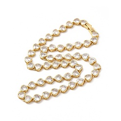 Настоящее золото 18K Ожерелье с цепочкой из прозрачного кубического циркония в форме сердца, стеллаж для латунных украшений для женщин, без кадмия и без свинца, реальный 18 k позолоченный, 15.24 дюйм (38.7 см)