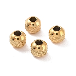 Golden Ion Plating(IP) Textured 304 Stainless Steel Beads, Round, Golden, 4mm, Hole: 1.5mm