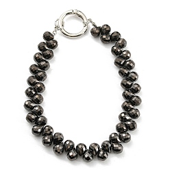 Black Glass Beaded Mobile Straps, Multifunctional Chain, with Iron Spring Gate Ring, Black, 302~306x14.5mm