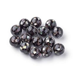 Noir Perles de coquillage à lèvres naturel noir, ronde, noir, 10~10.5mm, Trou: 1mm
