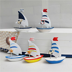 Mixed Color Mini Sailboat Model Display Decoration, Wooden Miniature Sailing Boat Home Decoration, for Ocean Theme Decoration, Mixed Color, 25x85x100mm