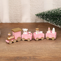 Pink Деревянные украшения для поездов, для рождественской вечеринки подарок украшение дома, розовые, 205x53x28 мм