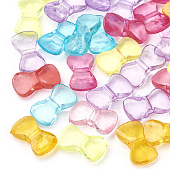 Mixed Color Transparent Acrylic Beads, Bowknot, Mixed Color, 16x9.5x4.5mm, Hole: 1.5mm, about 1380pcs/500g