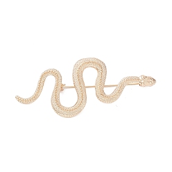 Light Gold Broche de serpiente de aleación, insignia para ropa de mochila, la luz de oro, 72x28x9 mm