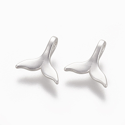 Matte Silver Color Brass Charms, Long-Lasting Plated, Whale Tail Shape, Matte Silver, 9x9.3x3.3mm, Hole: 1.5x2.5mm