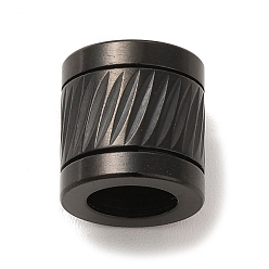 Electrophoresis Black 304 cuentas europeas vidriadas de acero inoxidable, abalorios de grande agujero, columna, electroforesis negro, 10x10 mm, agujero: 6 mm