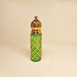 Vert Jaune Bouteilles à billes en verre de style arabe, bouteille rechargeable d'huile essentielle, pour les soins personnels, vert jaune, 2x7.9 cm, capacité: 6 ml (0.20 fl. oz)
