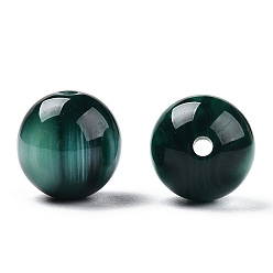 Темно-Зеленый Бусины из cмолы, имитация драгоценных камней, круглые, темно-зеленый, 12 мм, отверстие : 2 мм