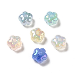 Couleur Mélangete Placage uv perles acryliques irisées arc-en-ciel, fleur, couleur mixte, 13.7x14x8.5mm, Trou: 2.6mm