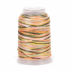 Marron Sablonneux 5 rouleaux 12 cordons en polyester teints par segments, cordon de milan, ronde, Sandy Brown, 0.4mm, environ 71.08 yards (65m)/rouleau