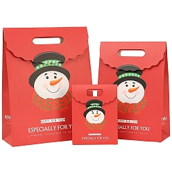 Snowman Paper Bags, Gift Bags, Shopping Bags, For Christmas Party Bags, Rectangle, Snowman Pattern, 120x60x160mm