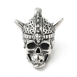 Argent Antique 304 pendentifs de polissage manuel en acier inoxydable, charmes de crâne, argent antique, 40x31x23.5mm, Trou: 7.5mm