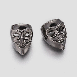 Bronze Perles en alliage de style tibétain, masque, gris anthracite, 14.5x10x9.5mm, Trou: 1.5mm