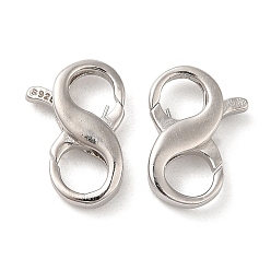 Real Platinum Plated Rhodium Plated 925 Sterling Silver Double Opening Lobster Claw Clasps, Infinity Shape, with 925 Stamp, Real Platinum Plated, 16x10x3mm, Hole: 5mm