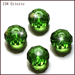 Зеленый Имитация Австрийские кристаллические шарики, класс AAA, граненые, рондель, зелёные, 8x5.5 мм, отверстие : 0.9~1 мм