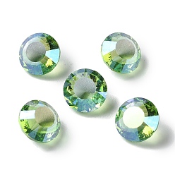Vert Clair Cabochons en verre transparent strass, facette, pointé en arrière, diamant, vert clair, 10x7mm