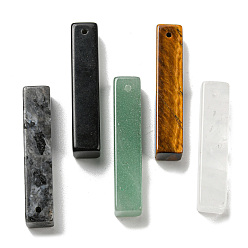 Mixed Stone Natural Mixed Gemstone Pendants, Rectangle Charms, 38~41x7.5~8x7.5~8mm, Hole: 1.5mm