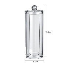 Clear Transparent Plastic Storage Box, for Cotton Swab, Cotton Pad, Beauty Blender, Column, Clear, 6.7x19.6cm