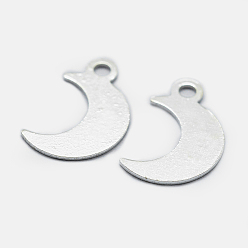 Silver 925 Sterling Silver Charms, Moon, with S925 Stamp, Silver, 11x7x0.5mm, Hole: 1mm