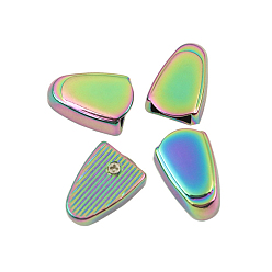 Rainbow Color Alloy Bag Zipper Stopper, Bag Zipper Tail Replacement Accessorieas, Trapezoid, Rainbow Color, 1.9cm, Hole: 2mm, Inner Diameter: 0.45x0.9cm