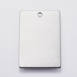 Stainless Steel Color 201 Stainless Steel Pendants, Rectangle, Stamping Blank Tag, Stainless Steel Color, 30x20x1mm, Hole: 2.5mm