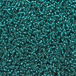 (RR2425) Verde azulado plateado Cuentas de rocailles redondas miyuki, granos de la semilla japonés, (rr 2425) verde azulado plateado, 11/0, 2x1.3 mm, agujero: 0.8 mm, sobre 1100 unidades / botella, 10 g / botella