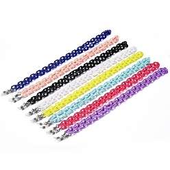 Mixed Color Eyeglasses Chains, Neck Strap for Eyeglasses, with Opaque Acrylic Cable Chains, 304 Stainless Steel Lobster Claw Clasps and Rubber Loop Ends, Mixed Color, 27.75 inch(70.5cm)