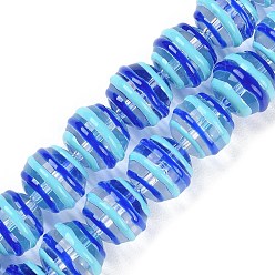 Bleu Brins de perles à chalumeau manuels, avec l'émail, ronde, bleu, 12.5~13mm, Trou: 1.5mm, Environ 33 pcs/chapelet, 14.88~14.96 pouce (37.8~38 cm)