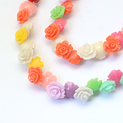 Couleur Mélangete Perles de corail synthétique teintées de fleurs, couleur mixte, 10x6~7mm, Trou: 1mm