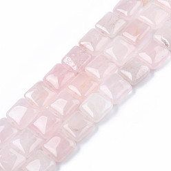 Rose Quartz Natural Rose Quartz Beads Strands, Square, 14x14x5.5mm, Hole: 1.2mm, about 28pcs/strand, 15.16 inch~15.35 inch(38.5~39cm)