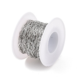Stainless Steel Color 304 Stainless Steel Cable Chains, Unwelded, with Spool, Stainless Steel Color, 6.5x2.6x0.7mm, about 32.81 Feet(10m)/Roll