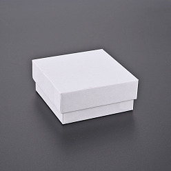 White Cardboard Jewelry Set Box, for Ring, Earring, Necklace, with Sponge Inside, Square, White, 7.6x7.6x3.2cm, Inner Size: 6.9x6.9cm, 
Without Lid Box: 7.2x7.2x3.1cm