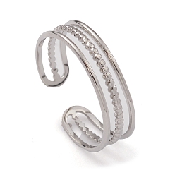 Color de Acero Inoxidable 304 anillos de puño abiertos de triple línea de acero inoxidable para mujer, color acero inoxidable, tamaño de EE. UU. 8 (18.1 mm)