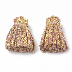 Goldenrod Tassels Pendant Decorations, with Paillette Power, Goldenrod, 28~31x11~12.5mm
