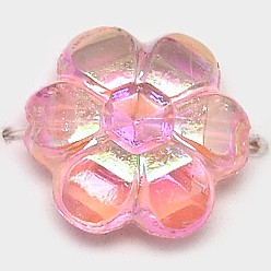 Pink Eco-Friendly Transparent Acrylic Beads, Rice, AB Color, Pink, 6x3mm, Hole: 1mm, about 19500pcs/500g